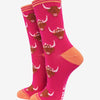 Women's Bamboo Socks - Pink, Highland Cow