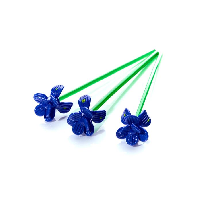 Hand Blown Glass Iris Stem
