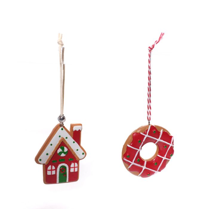 House and Donut Biscuit Resin Decoration Set
