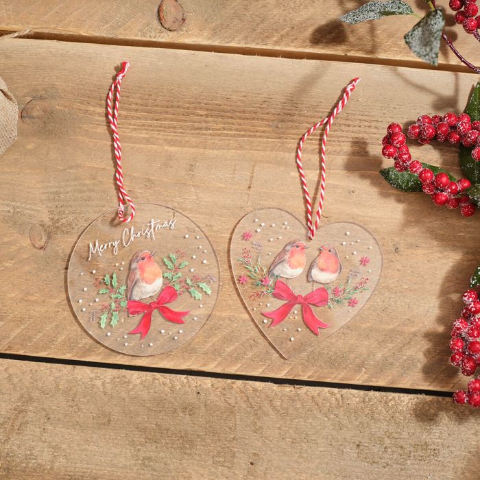 Robin With Bow Clear Acrylic Hanger