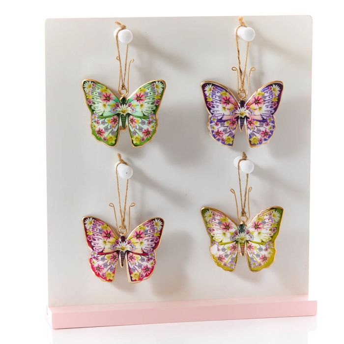 Butterfly with Flowers Metal Hanger