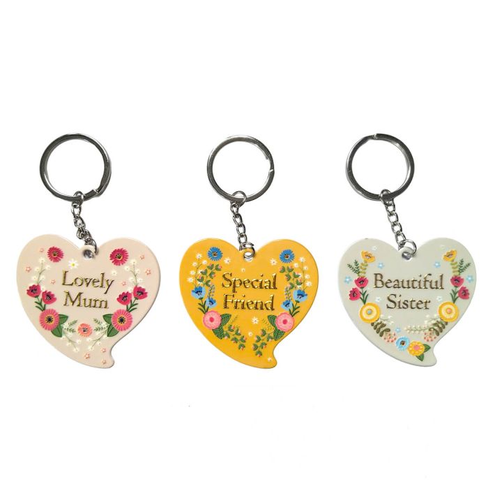 Floral Luxe Metal Shaped Keyring 3D Detail