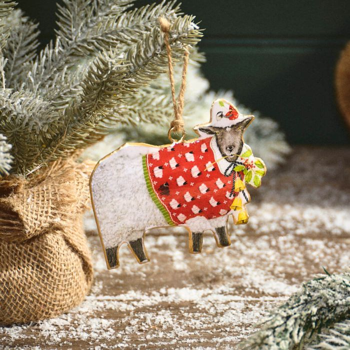 Christmas Metal Sheep in Jumper Decoration