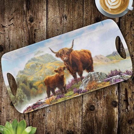 Highland Cow Scene Serving Tray Medium