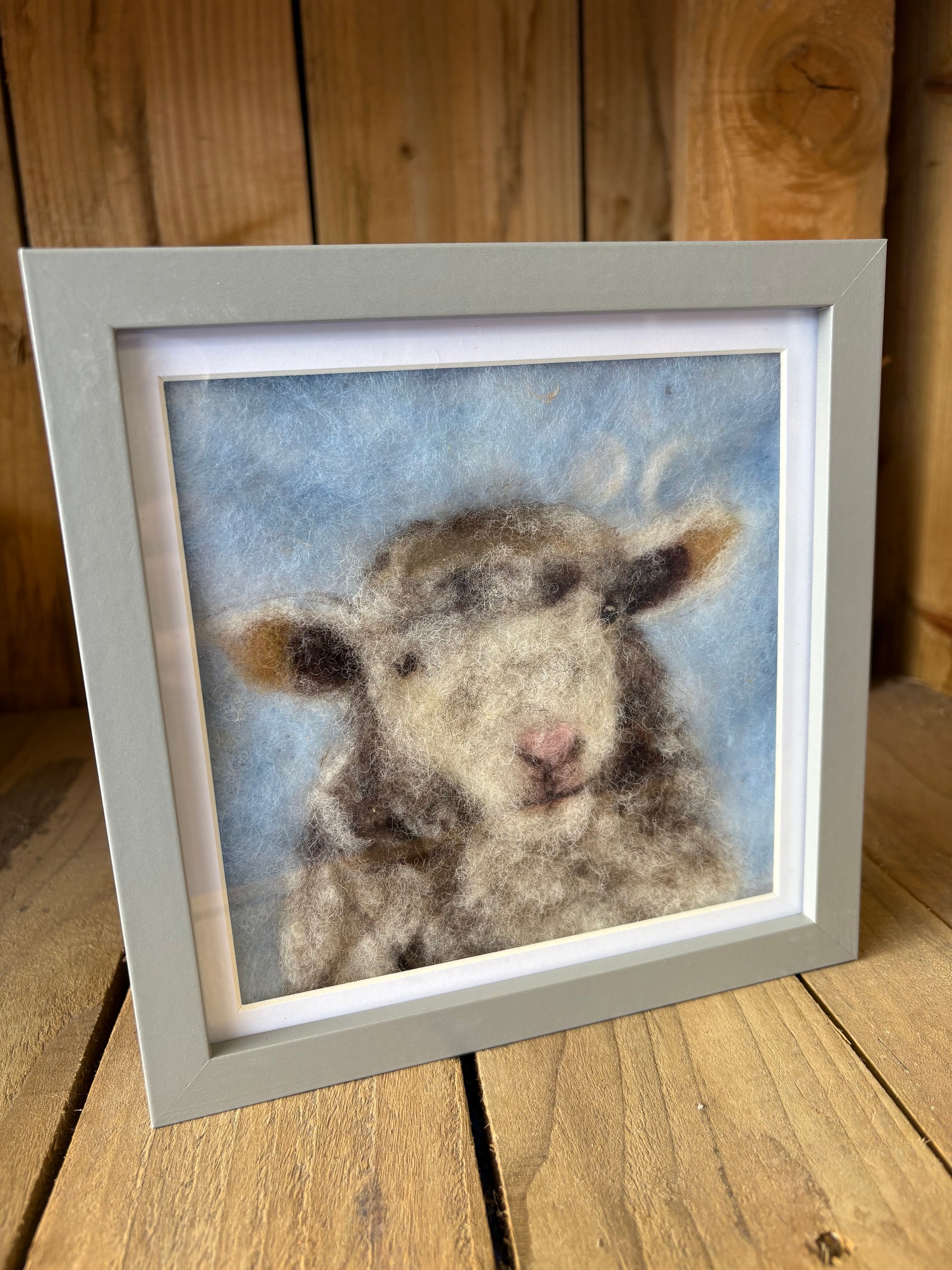 Needle Felt Sheep Framed Picture