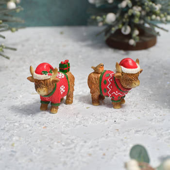 Highland Cow Standing with Jumper and Hat Resin Ornament