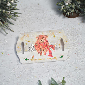 Highland Cow with Tartan Scarf Ceramic Trivet