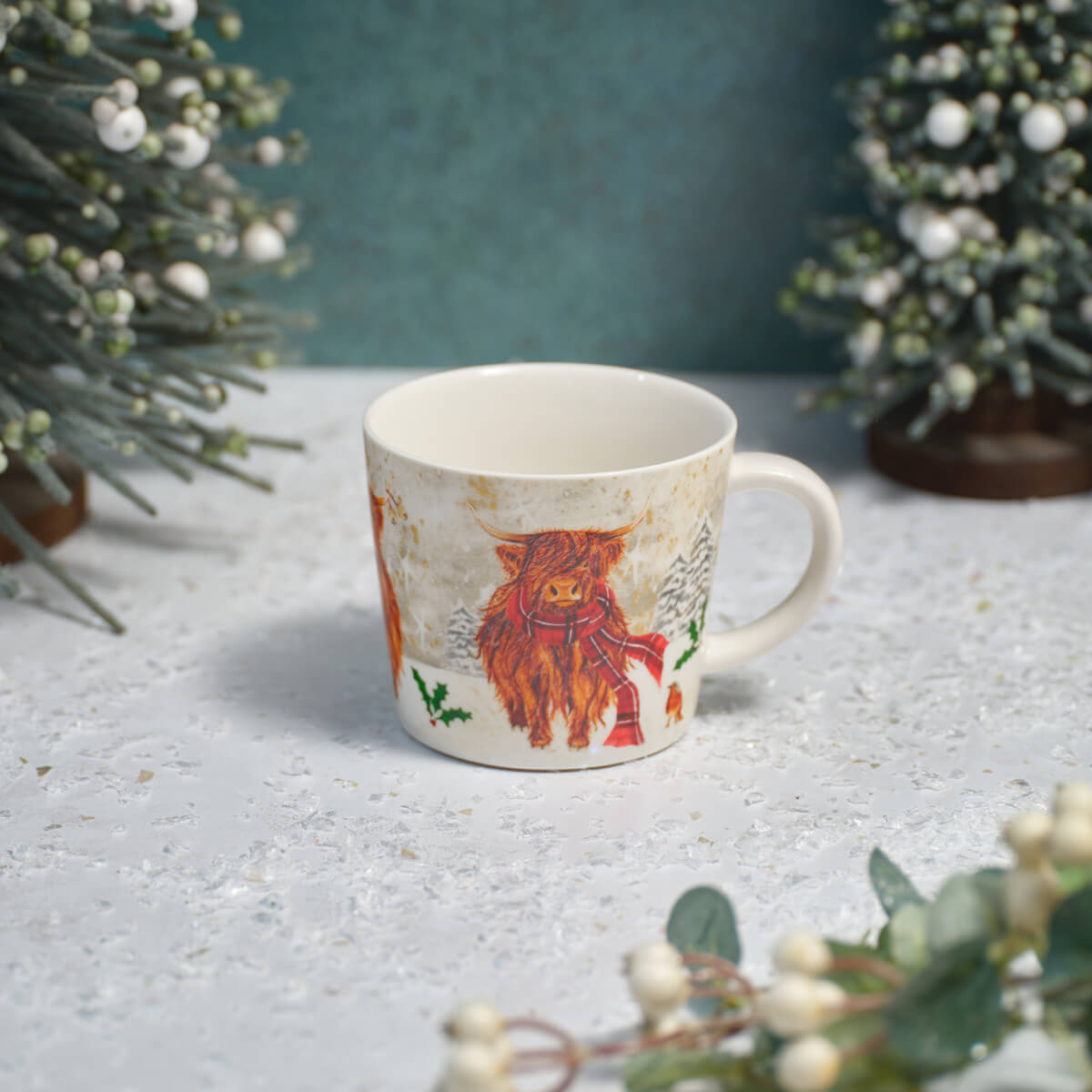 Highland Cow with Tartan Scarf Mug