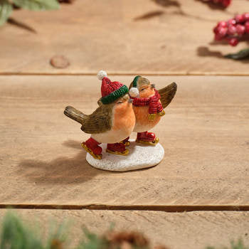 Robin Pair Skating Resin Ornament