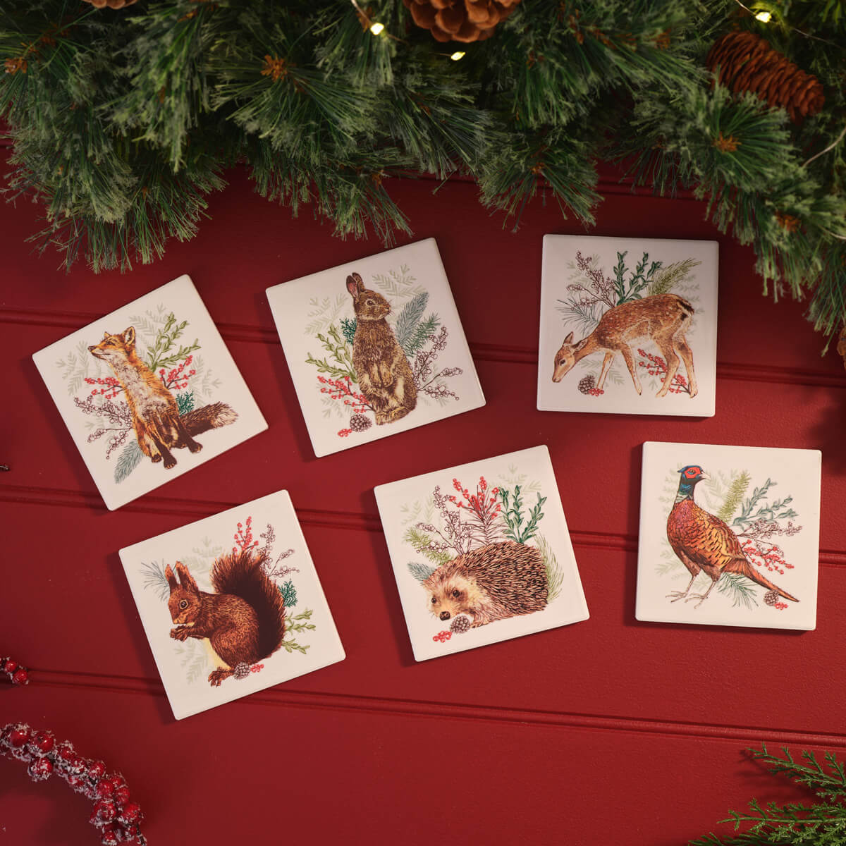 Woodland Noel Ceramic Coaster