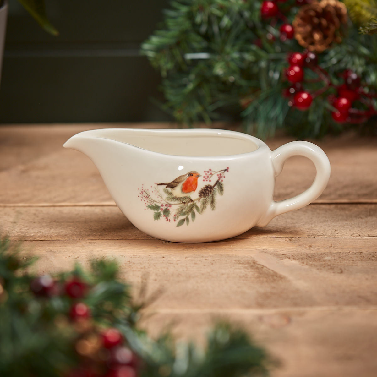 Christmas Robin Gravy Boat