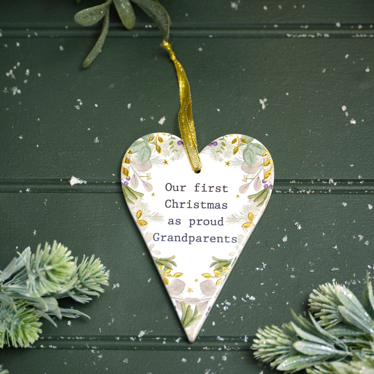 'Our First Christmas as Grandparents' Hanging Heart