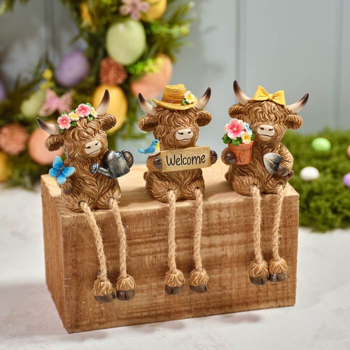 Highland Cow Resin Garden Shelf Sitters