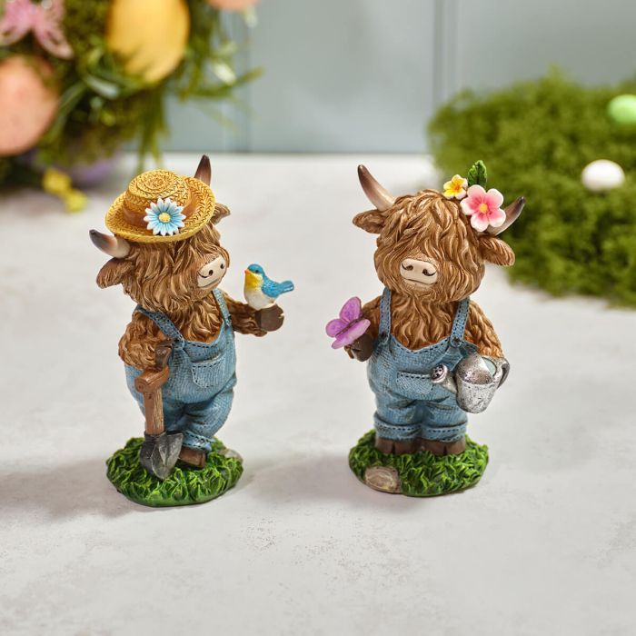Highland Cow Resin with Dungarees Ornament