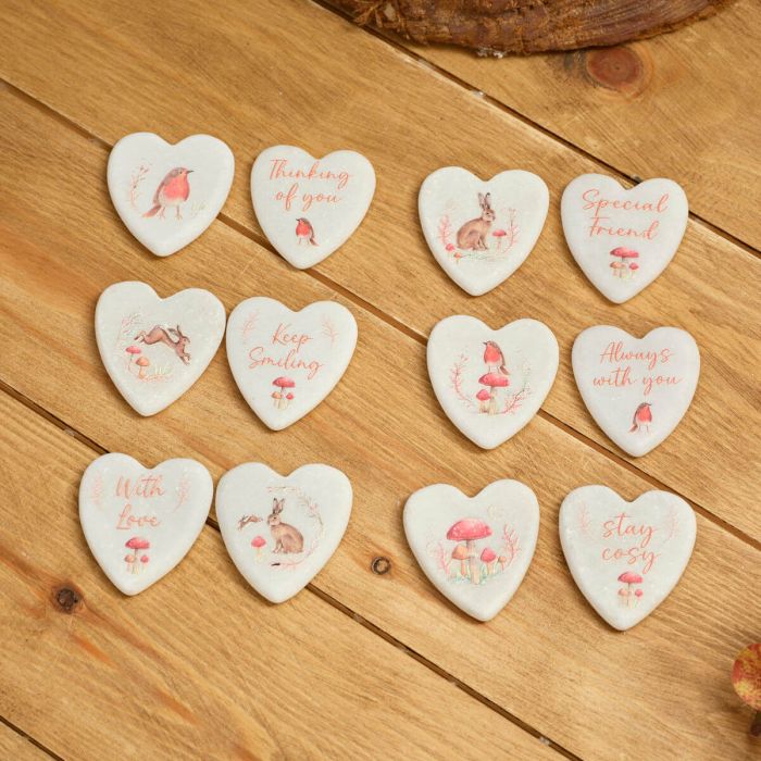 Woodland Animal Marble Heart Token
