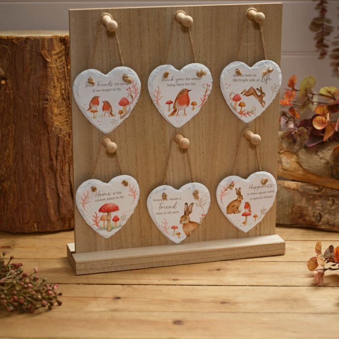 Countryside Woodland Animal Slate Heart