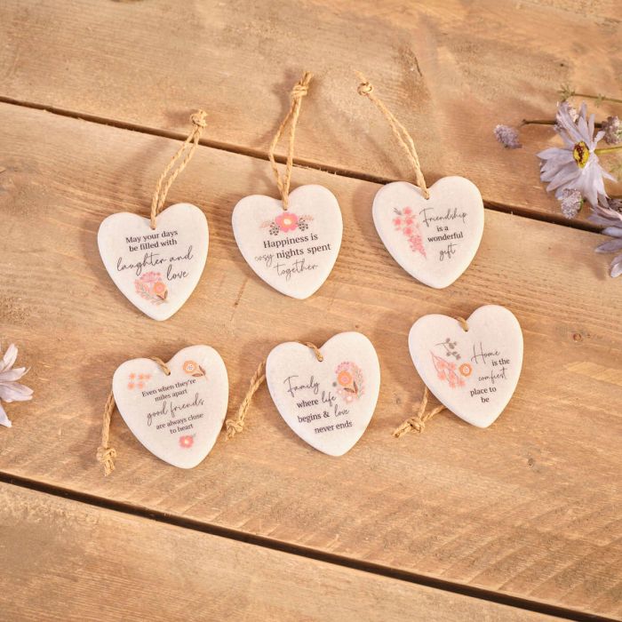 Ditsy Floral Marble Hanging Heart