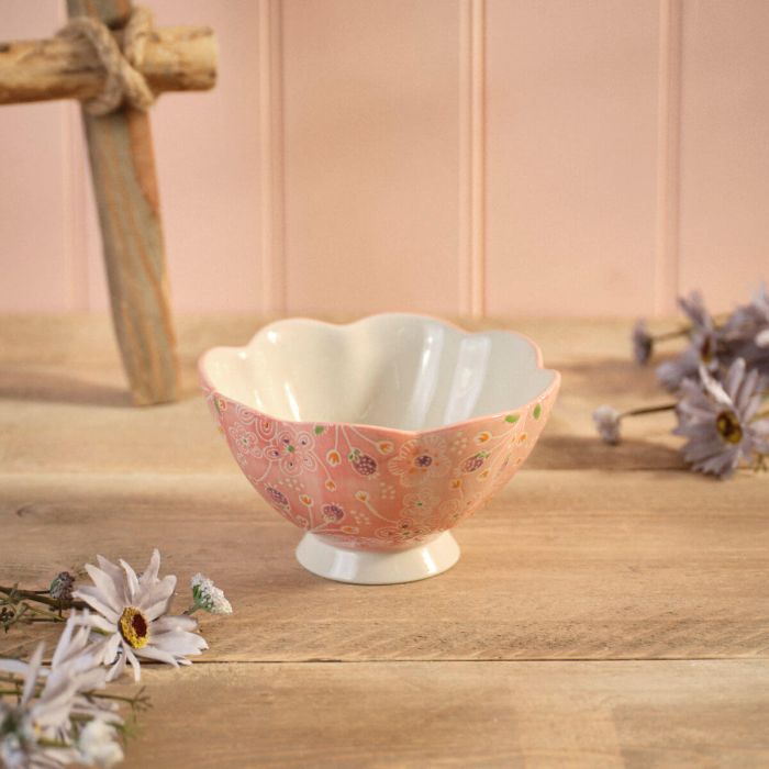 Ditsy Floral Hand painted Scalloped Bowl