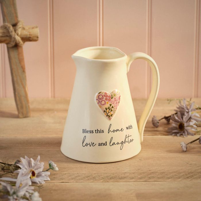 Ditsy Floral Embossed Heart Large Jug