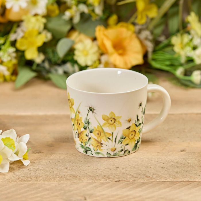 Stoneware Daffodil and Daisy Mug Full Wrap