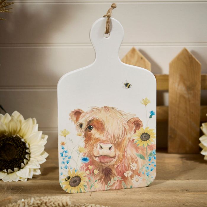 Ceramic Floral Highland Cow Trivet