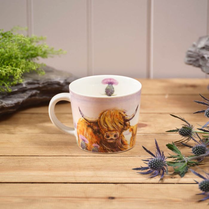 Highland Cow with Thistle Mug