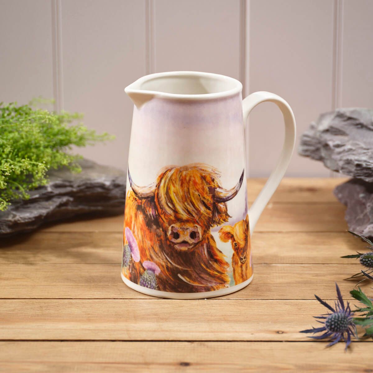 Highland Cow with Thistle Jug