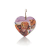 Highland Cow with Thistle Ceramic Hanging Heart