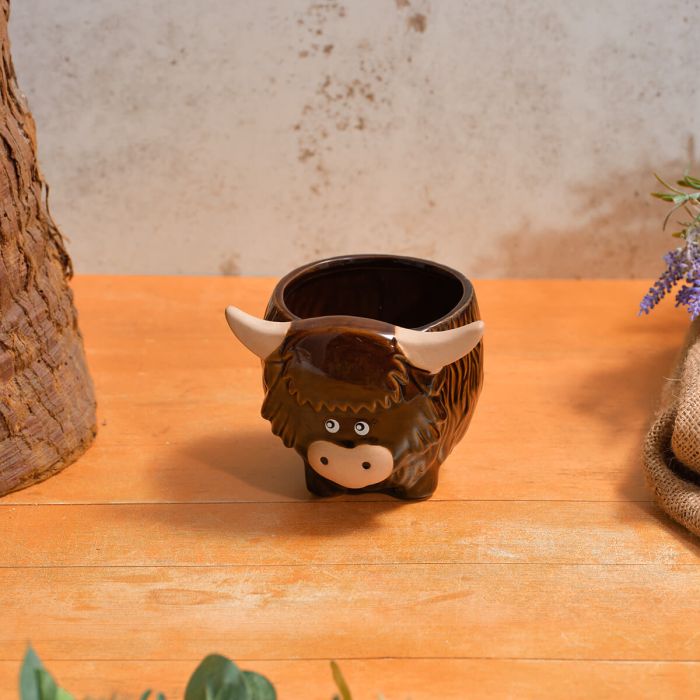 Highland Cow Novelty Shaped Stoneware Planter