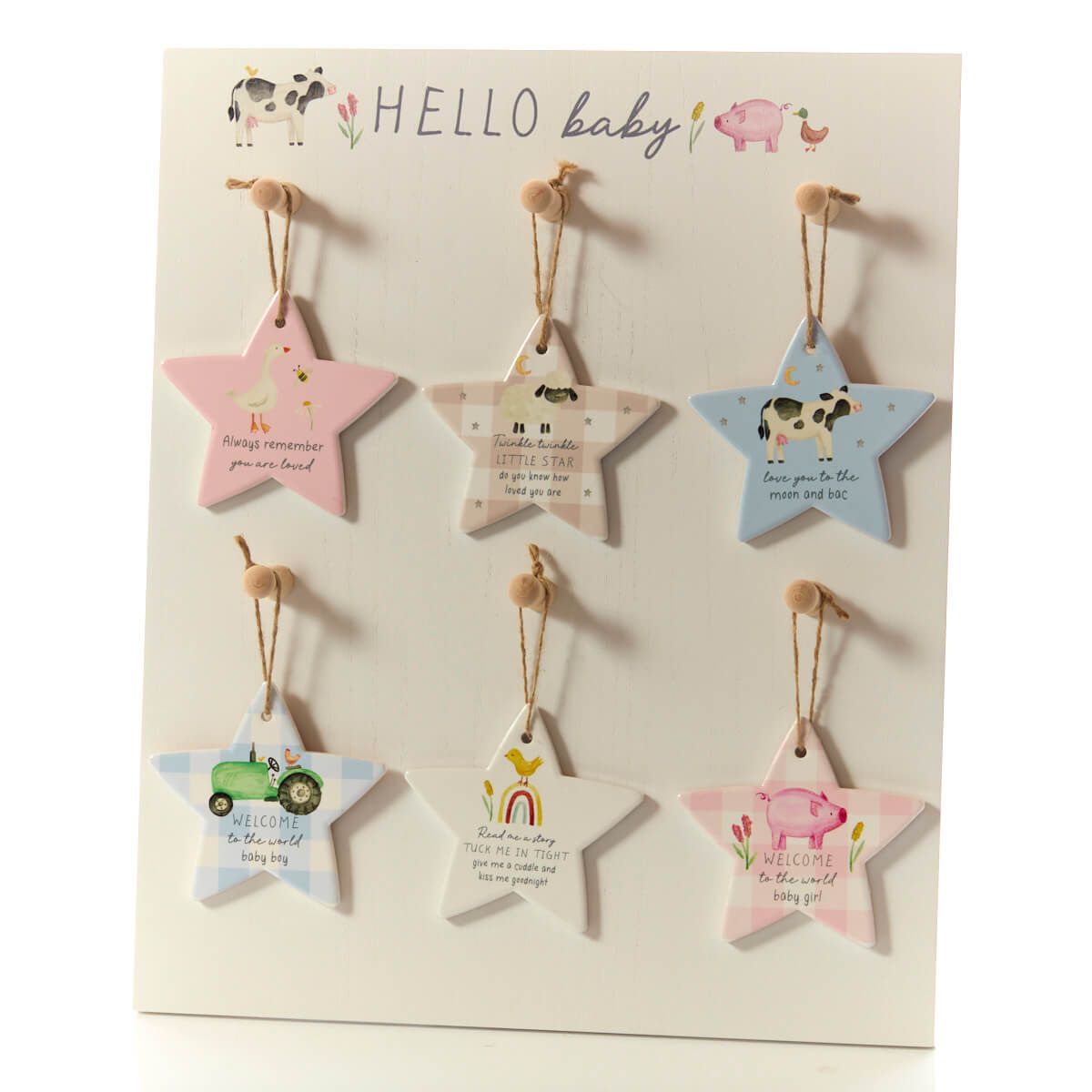 Mini Farm Ceramic Heart Hanger (6 Assorted)