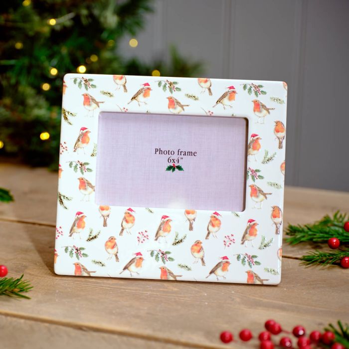Festive Robin Ceramic Photo Frame