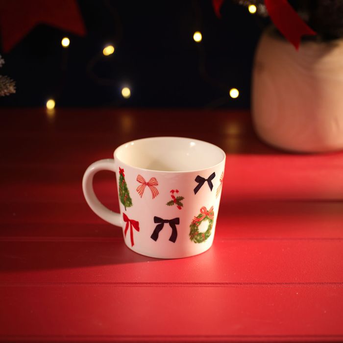Merry Little Bows Stoneware Wrap Around Mug