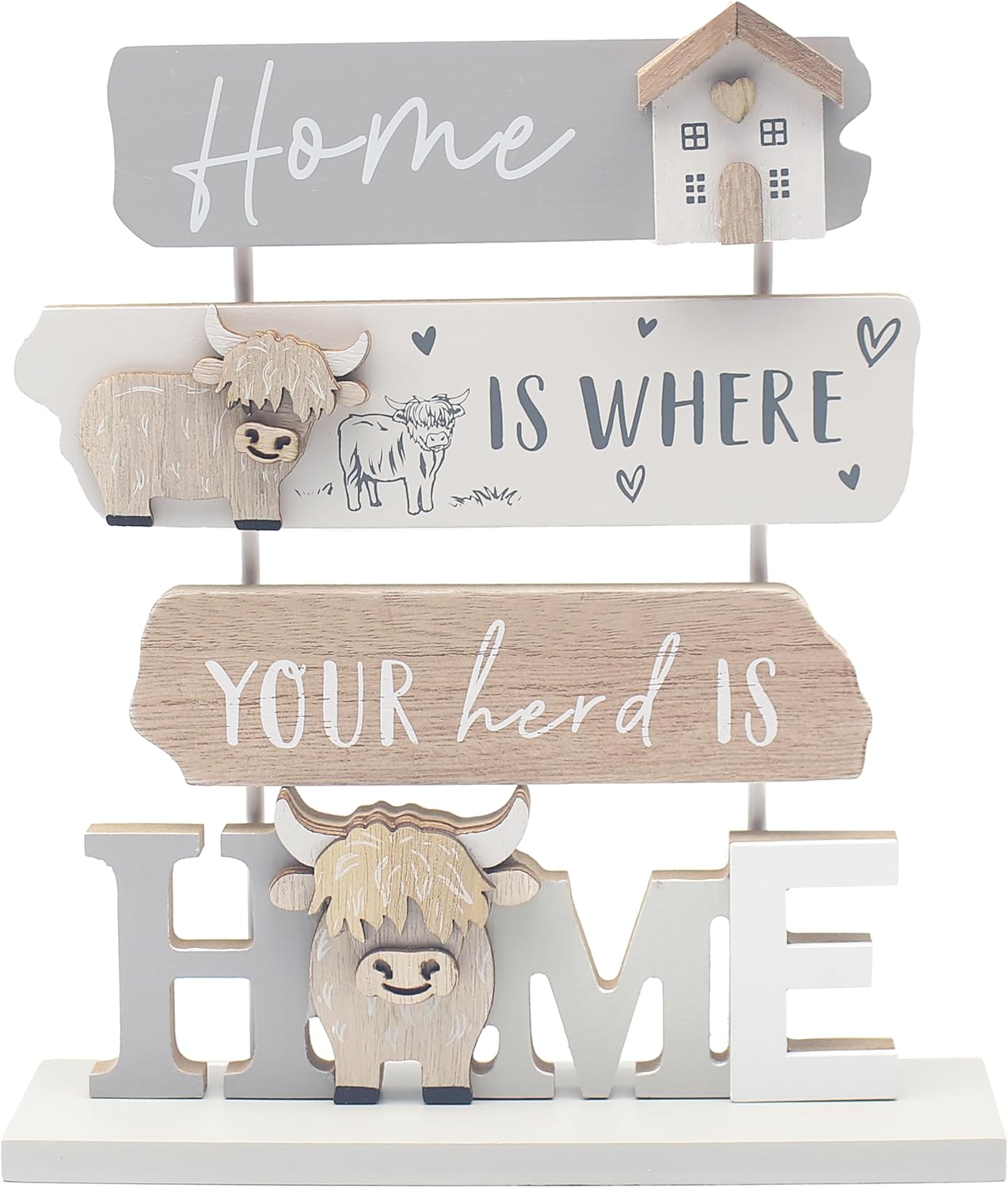 Highland Cow Home Tiered Plaque