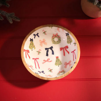 Merry Little Bows Mango Wood Bowl