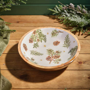 Fir & Pinecone Mango Wood Bowl