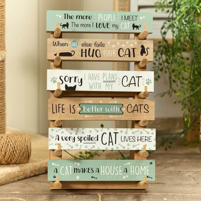 Cat Wooden Tabletop Block (6 Assorted)
