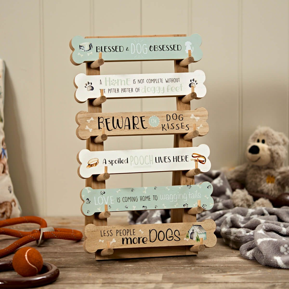 Dog Bone Shaped Wooden Tabletop Block (6 Assorted)