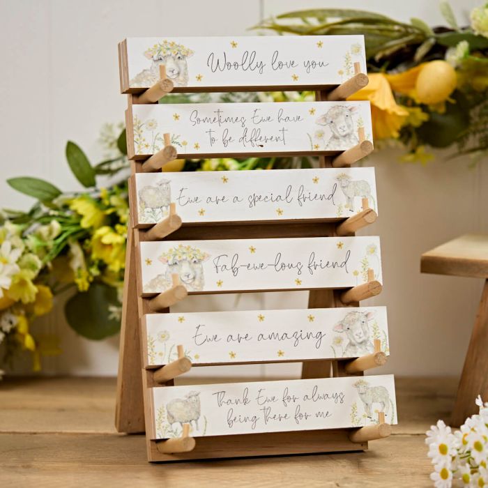 Sheep Floral Wooden Tabletop Block