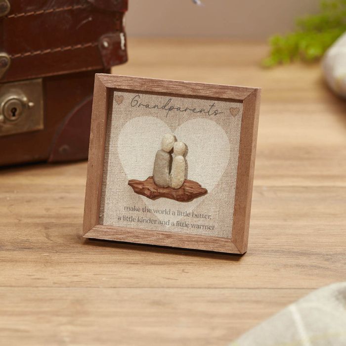 Grandparents Framed Wooden Plaque with Pebbles