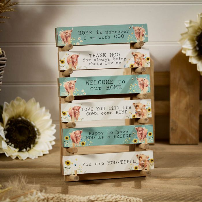 Highland Cow Wood Tabletop Block (6 Assorted)