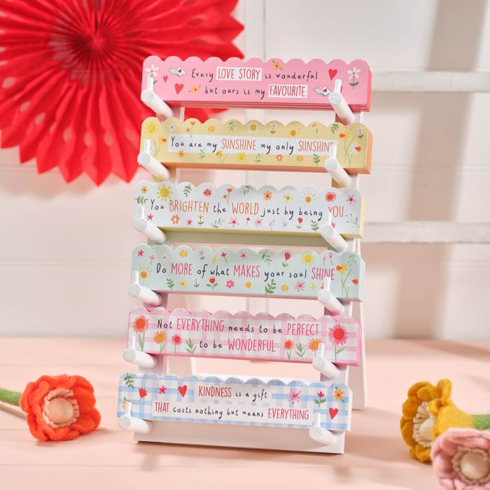 Love and Kindness Scallop Top Wood Tabletop Block