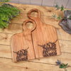 Mr & Mrs Acacia Wood Chopping Board Pair with Highland Cow Engraving
