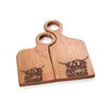Mr & Mrs Acacia Wood Chopping Board Pair with Highland Cow Engraving