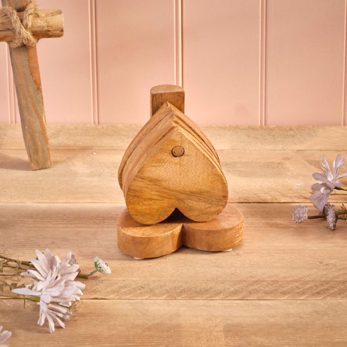 Mango Wood Heart Shaped Coasters