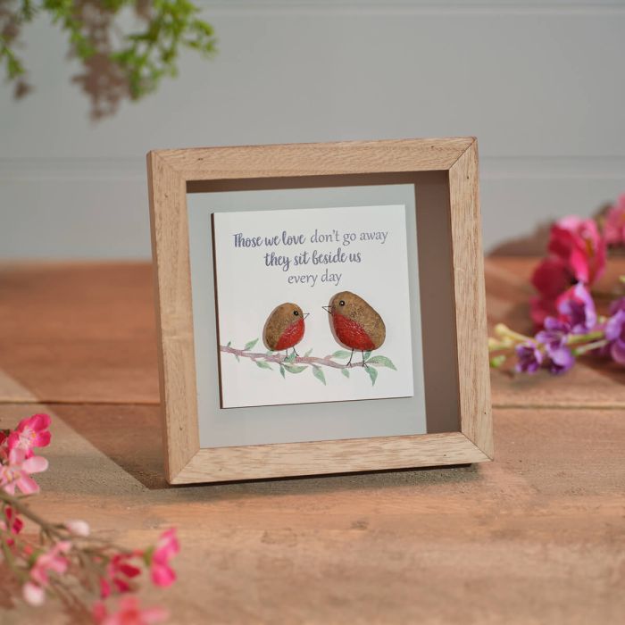 Double Robin "Those We Love Don't Go Away" Pebble Plaque