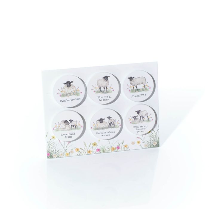 Round Wooden Sheep Magnet