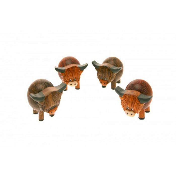 Highland Cow Mini 3D Ornament with Grey Horns set of 2