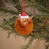 Christmas Highland Cow Pom Pom With Santa Hat Hanging Decoration