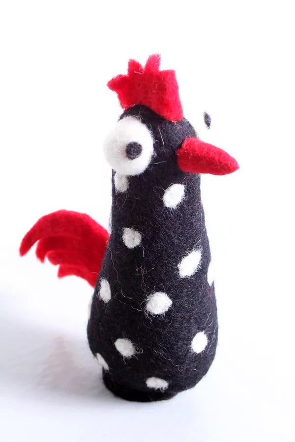 Funky Chicken Black Felted Wool Ornament