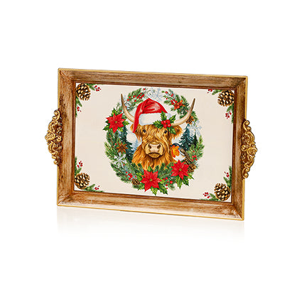 Highland Cow with Robin Design Tray